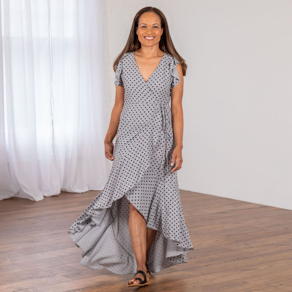 Polka Dot Maxi Wrap Dress