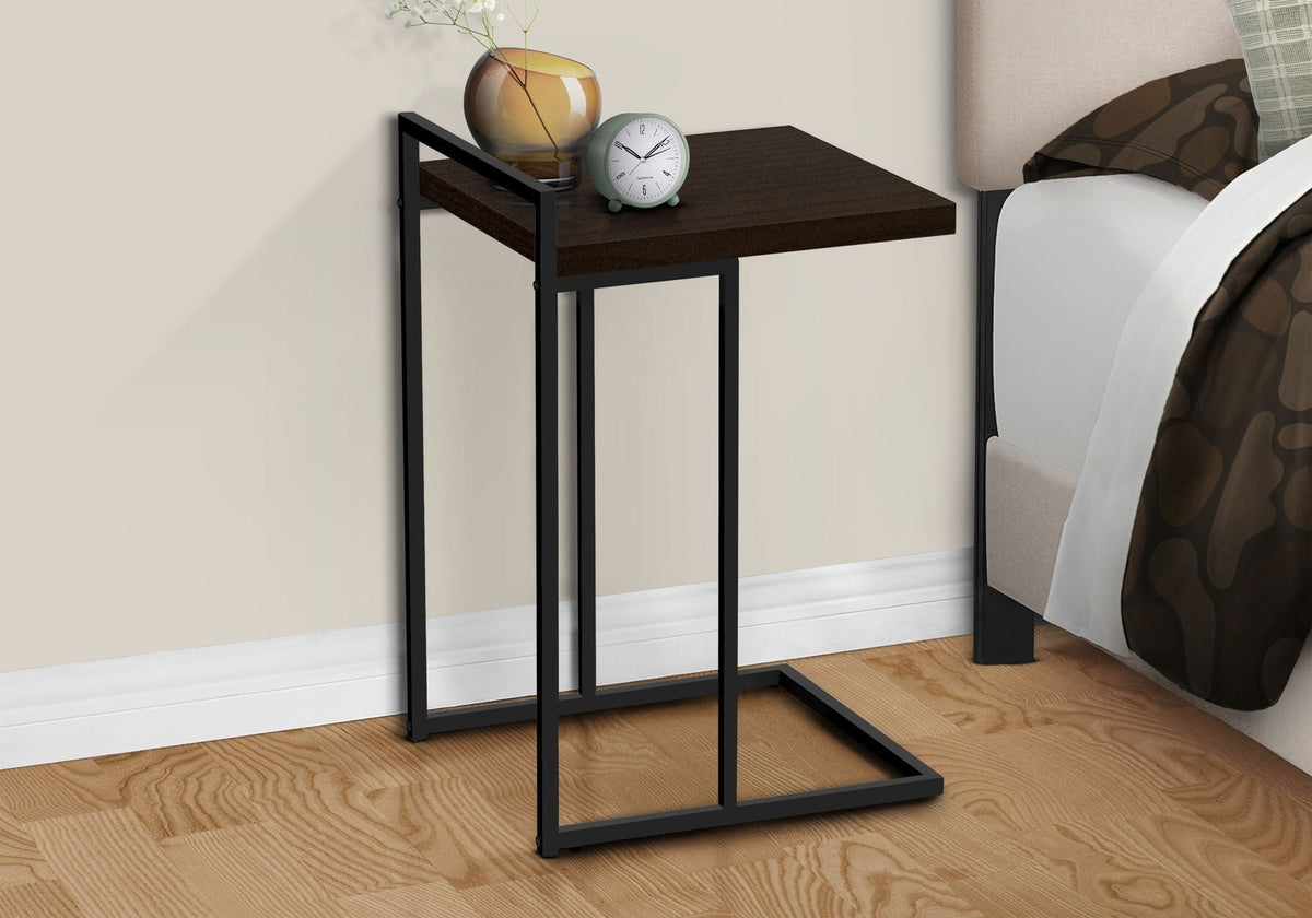 C-Shaped Accent Table with Metal Base - Versatile Wood-Look Top