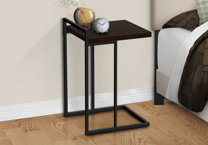 C-Shaped Accent Table with Metal Base - Versatile Wood-Look Top