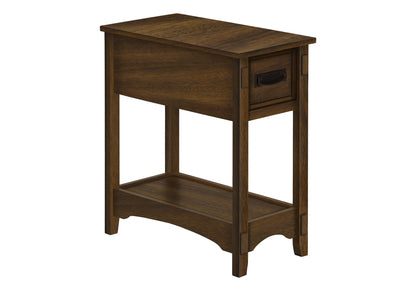 Walnut Accent End Table with Storage Drawer - 2 Tier