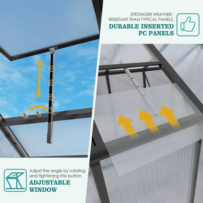 Windproof Greenhouse with Raised Base - Black