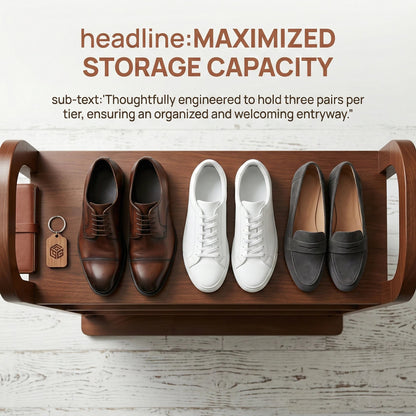Solid Wood 7-Tier Shoe Rack with Vertical Organizer - Natural Wood