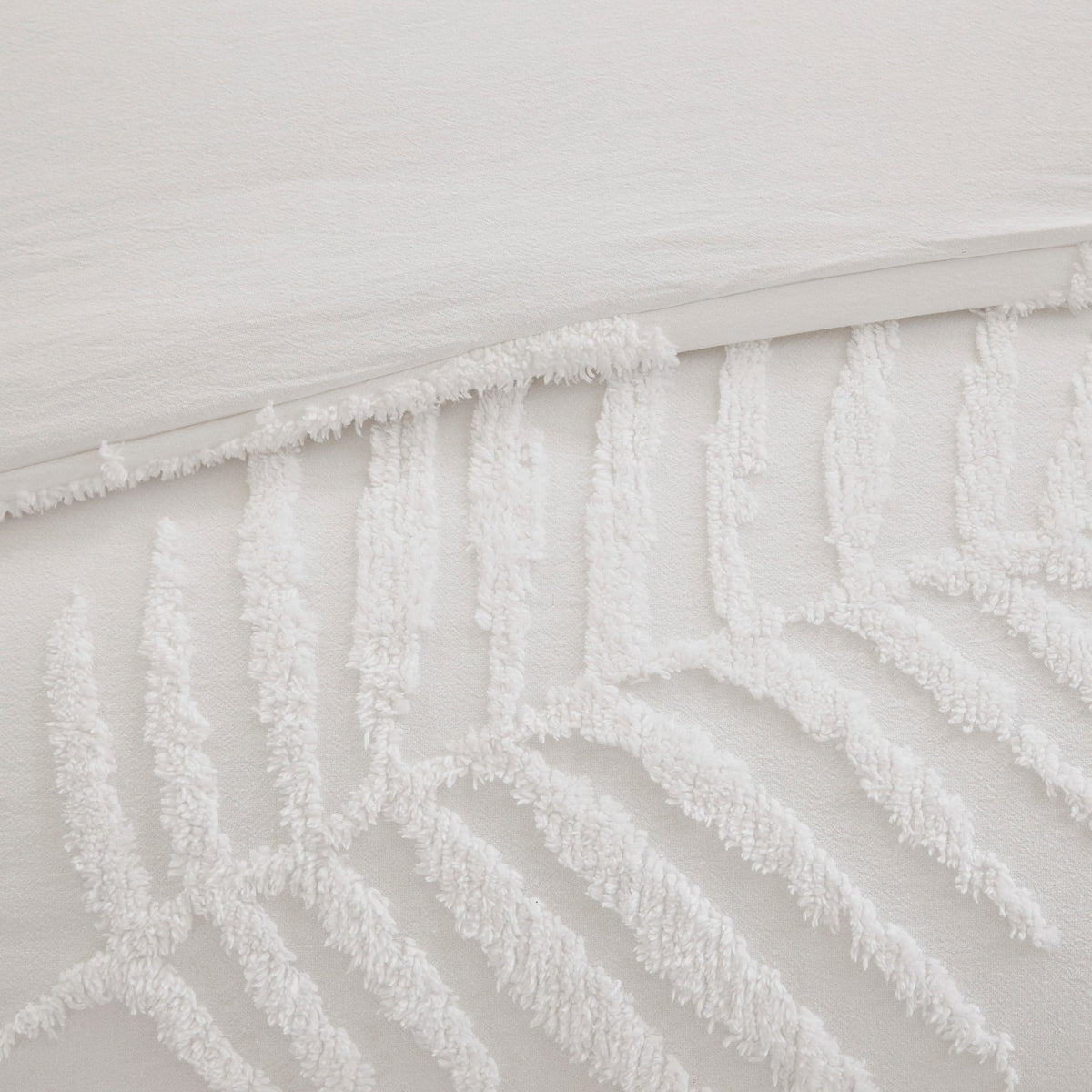 Tufted Cotton Chenille Palm Comforter Set with Palm Leaf Design - Off White