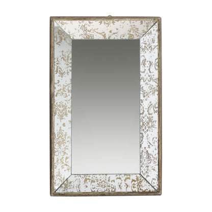 Antique Rectangle Mirror with Floral Accents - Pearl Silver
