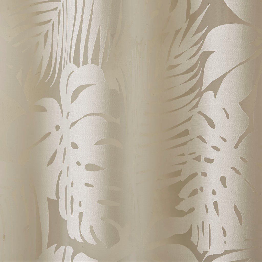 Palm Leaf Burnout Window Sheer Curtain with Palm Leaf Design - Natural