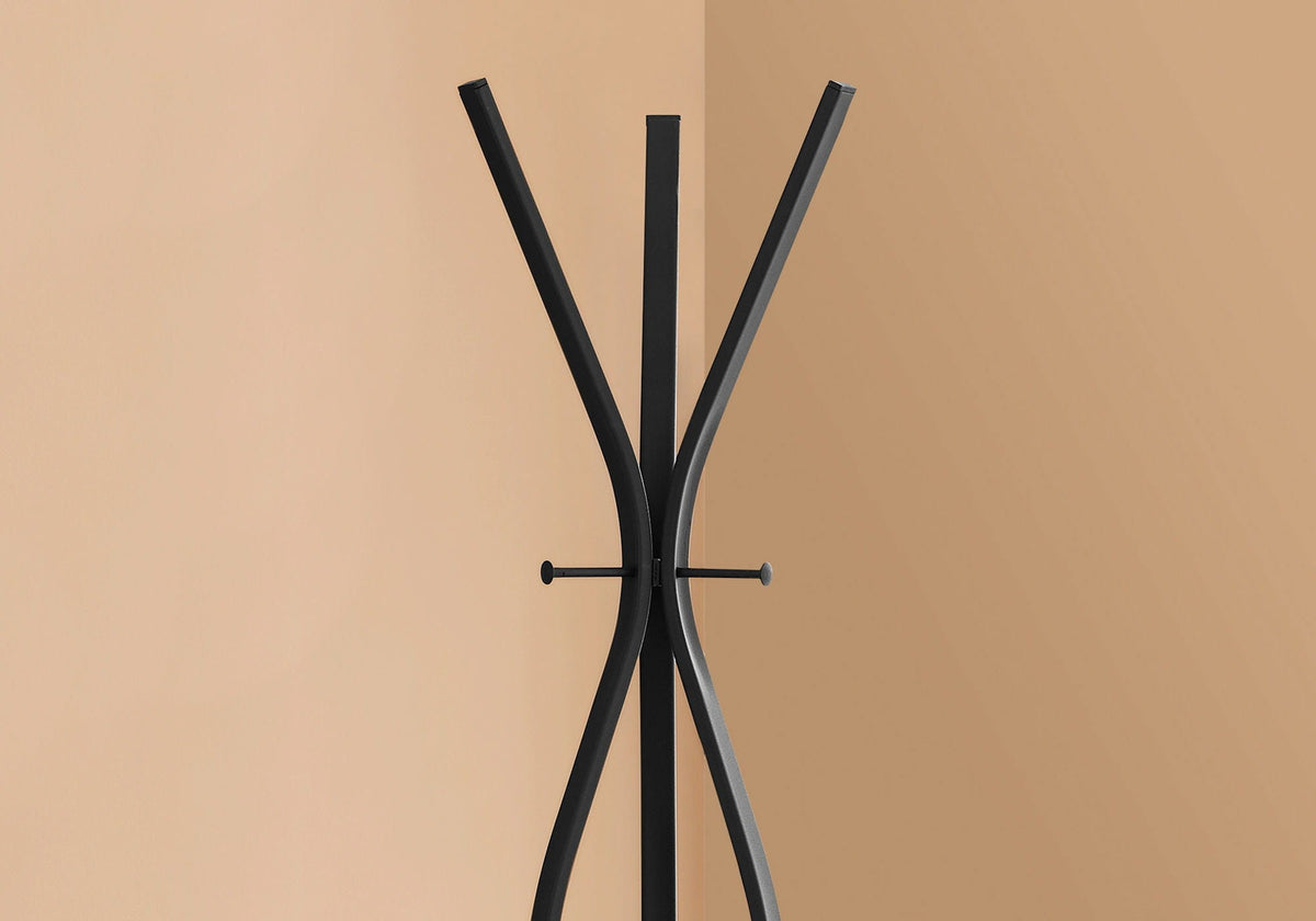 Black Metal Freestanding Coat Rack with 3 Hooks - Entryway