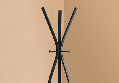 Black Metal Freestanding Coat Rack with 3 Hooks - Entryway
