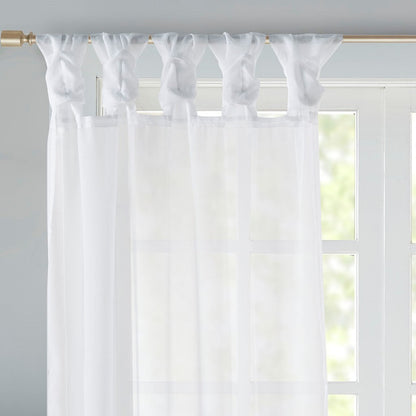 Twist Tab Voile Sheer Window Pair with Twist Tab Top – White Sheer Curtains