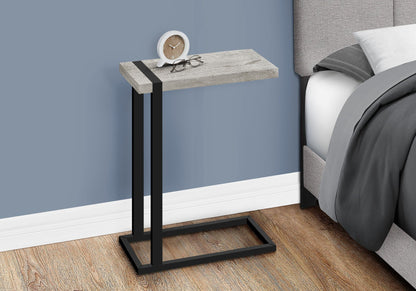 C-Shaped Accent Table with Metal Frame - Black, Gray, or Light Brown
