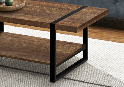 Rectangular Coffee Table with Fixed Storage Shelf - Dark Brown or Black