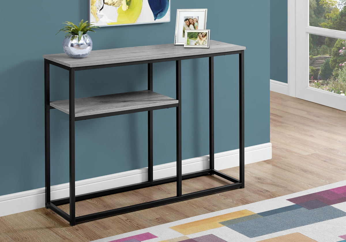 Gray Accent Console Table with Wood & Metal Frame - Contemporary Entryway