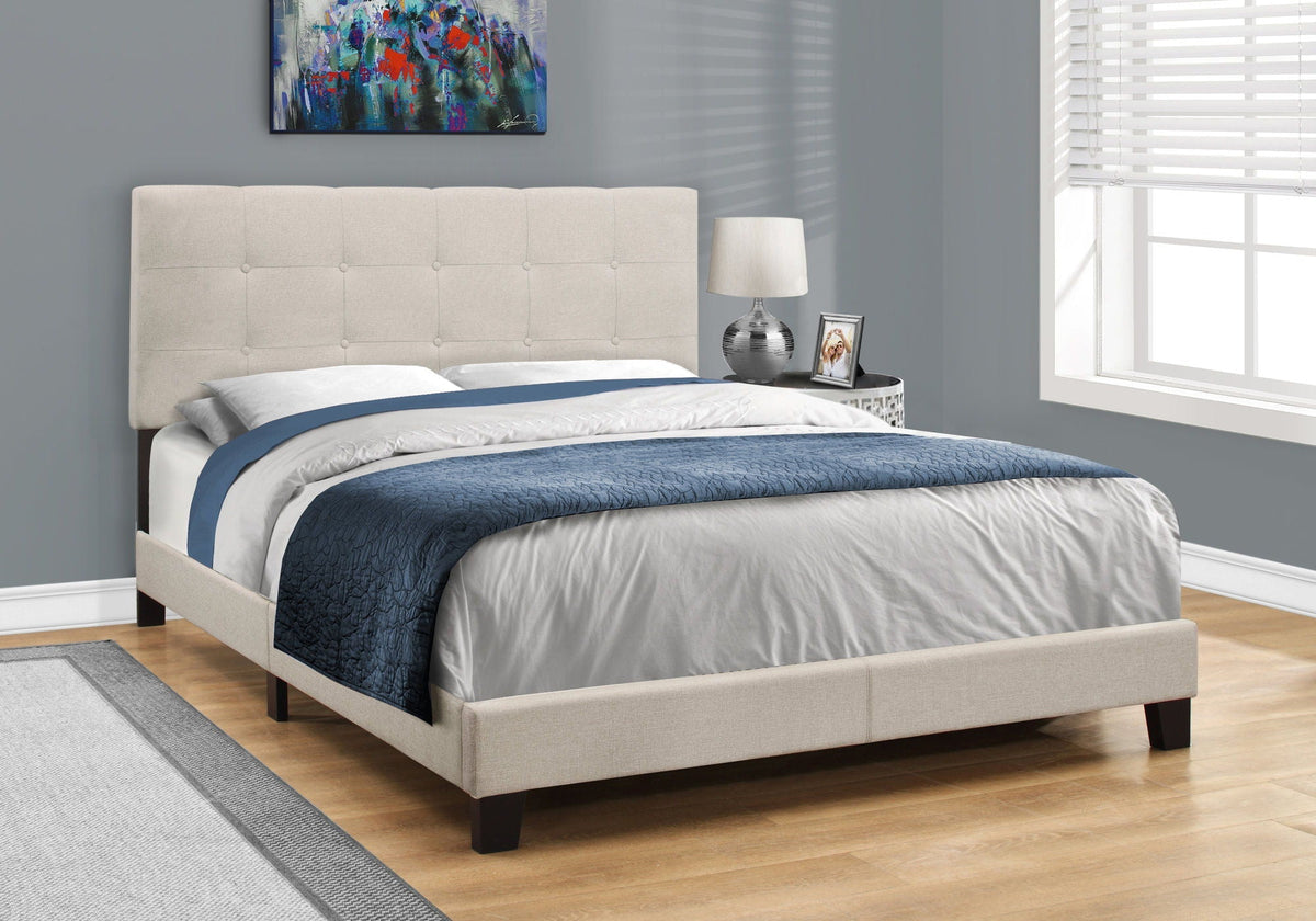Transitional Upholstered Bed Frame with Tufted Fabric - Multiple Colors