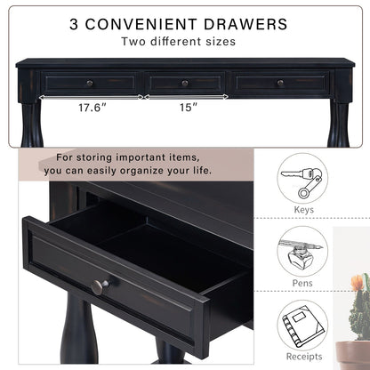 63" Console Table with Drawers and Shelf - Espresso