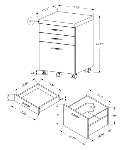 Rolling Mobile File Cabinet with Storage Drawers and Printer Stand - Wood
