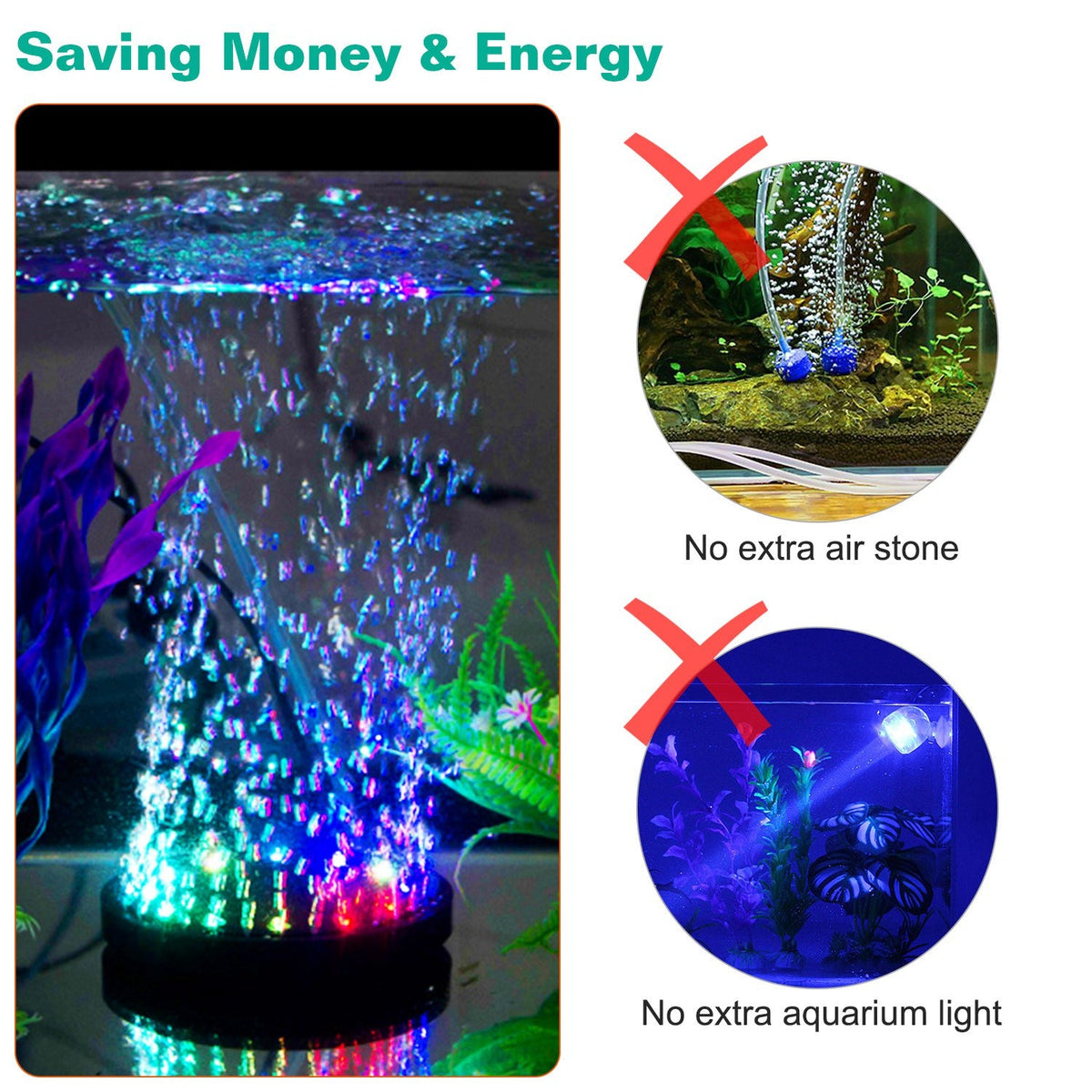 GBruno 4in LED Aquarium Air Bubble Lamp