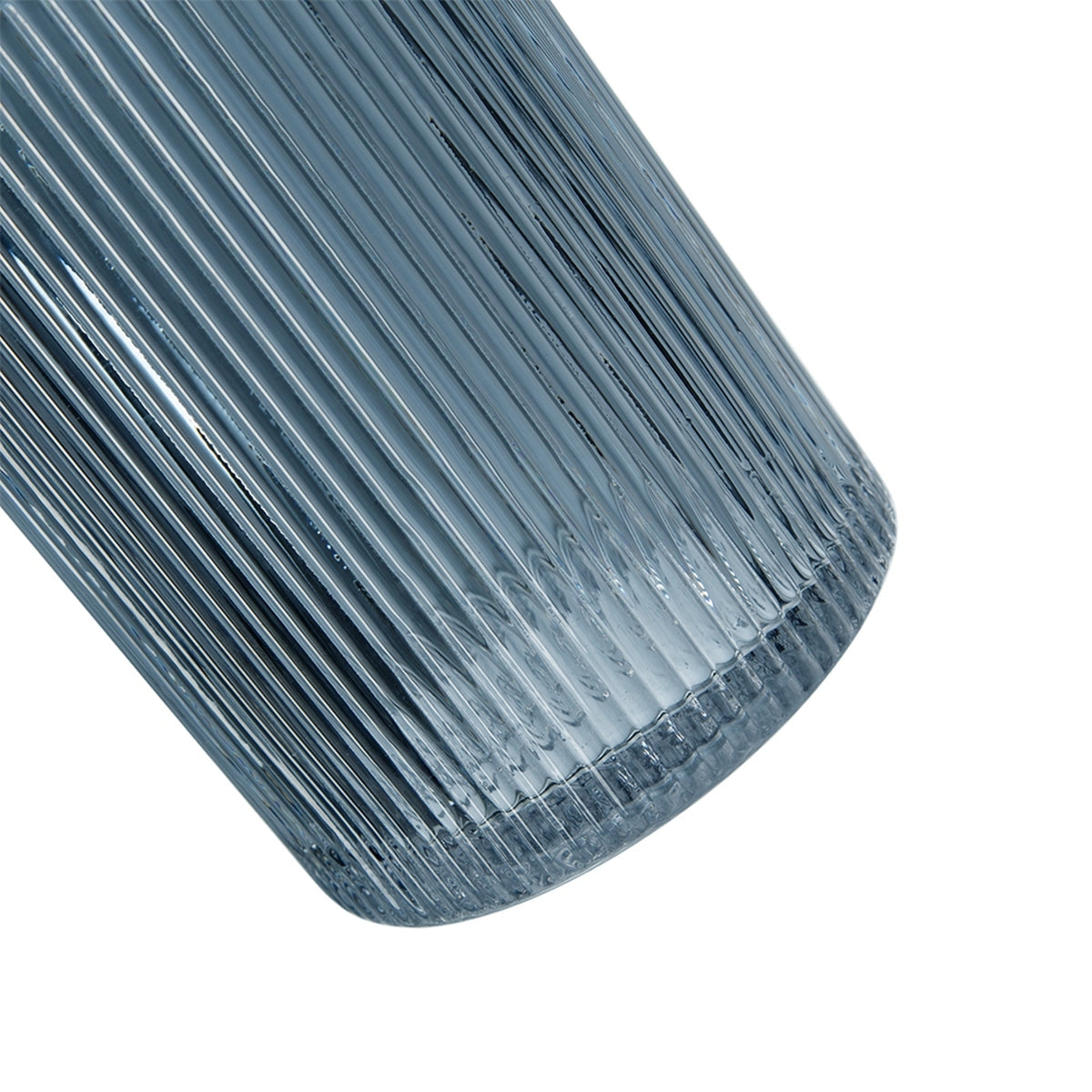 Fluted Accent Vases with Ribbed Design - Clear Blue, Set of 2