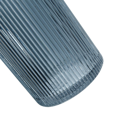 Fluted Accent Vases with Ribbed Design - Clear Blue, Set of 2