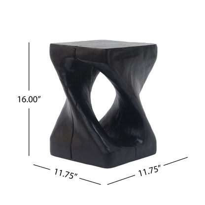 Twist Shape Side Table with Weather-Resistant Magnesium Oxide - Light Brown or Black