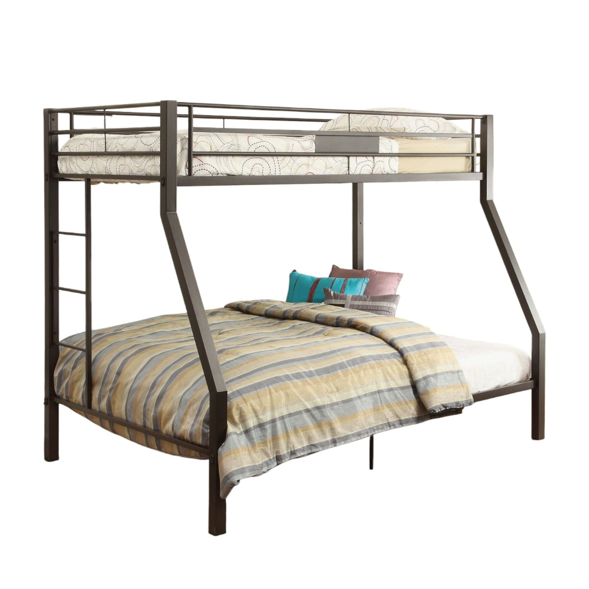 Limbra Spacious Design Double Bunk Bed with Metal Frame - Black or Dark Brown