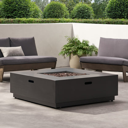 39'' Square Iron Fire Pit with 50,000 BTU Heating - Dark Gray