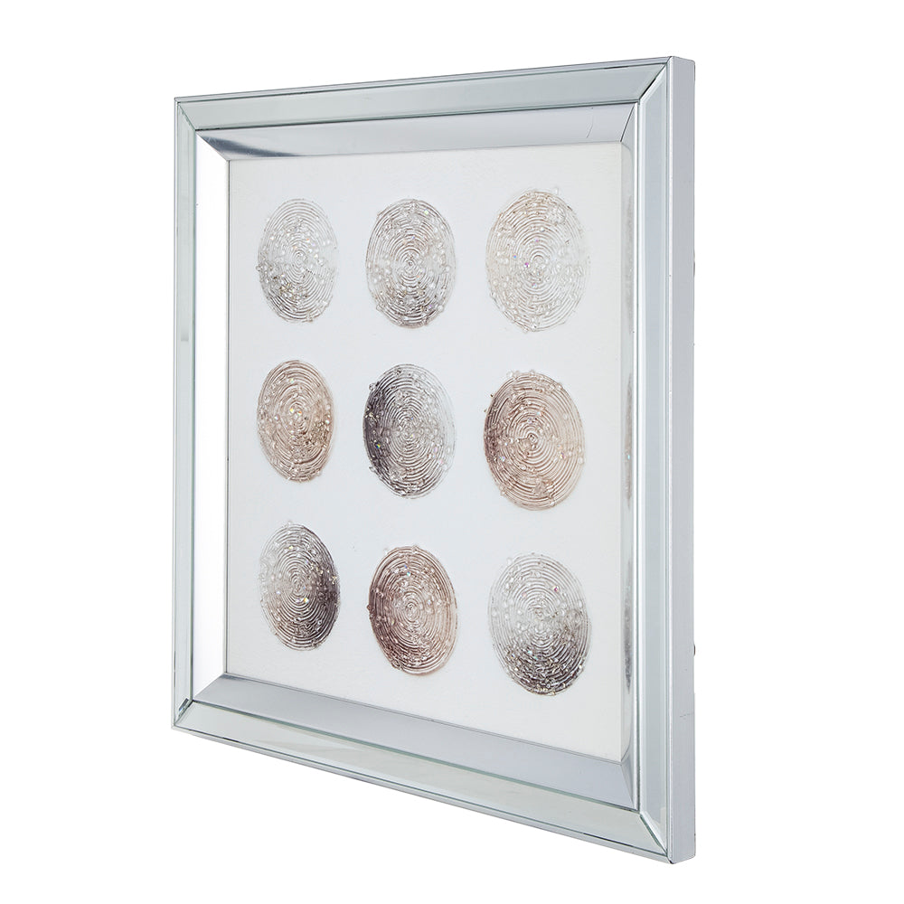 Ares Crystal Mirror Framed Wall Art with Lunar Motif - Multicolor