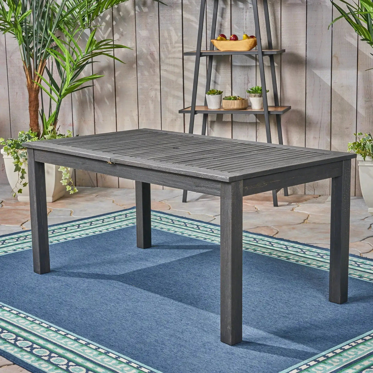 Outdoor Expandable Dining Table with Square Legs - Dark Gray or Light Brown