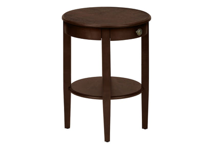Espresso 2-Tier Accent Table with Drawer and Shelf - Dark Brown