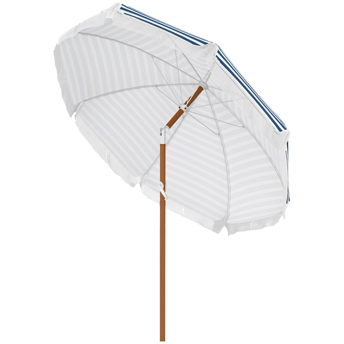 Blue Stripe Outdoor Patio Umbrella with Tilt and Vent - Steel Frame