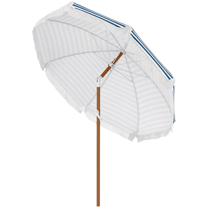 Blue Stripe Outdoor Patio Umbrella with Tilt and Vent - Steel Frame
