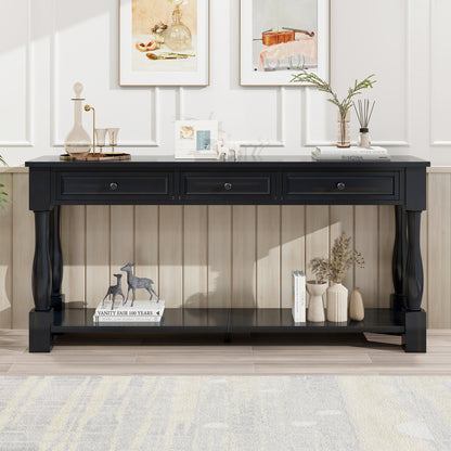 63" Console Table with Drawers and Shelf - Espresso