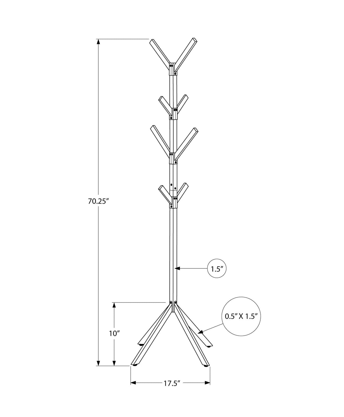 Freestanding Coat Rack with 8 Hooks - Black, Gray, or White