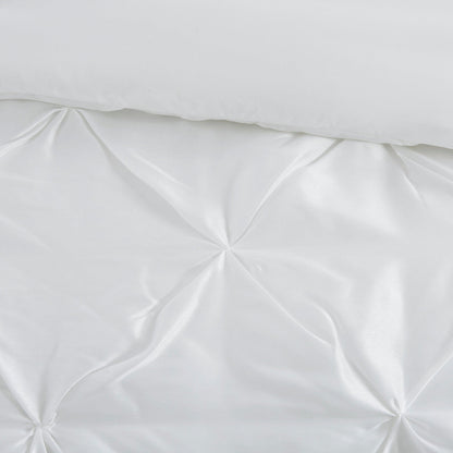 7 Piece Tufted Comforter Set with Hypoallergenic Filling - White