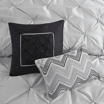 7 Piece Tufted Comforter Set - Grey - California King
