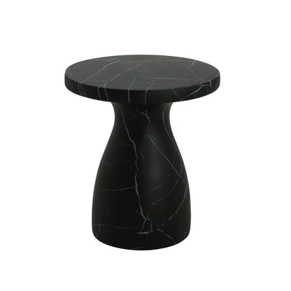 Lightweight Travertine Side Table with Weatherproof Finish – Black or Beige