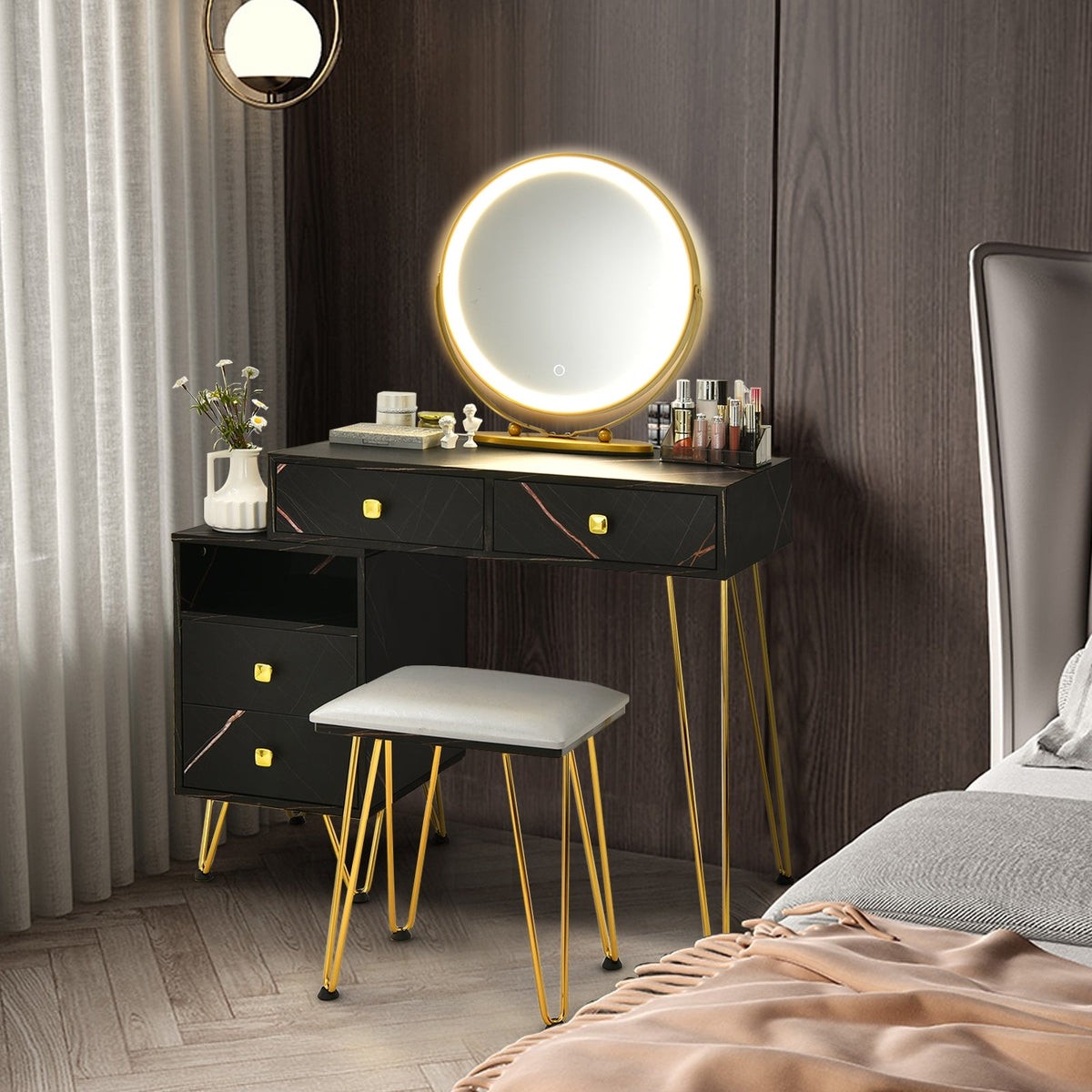 Modern Dressing Table with Storage Cabinet