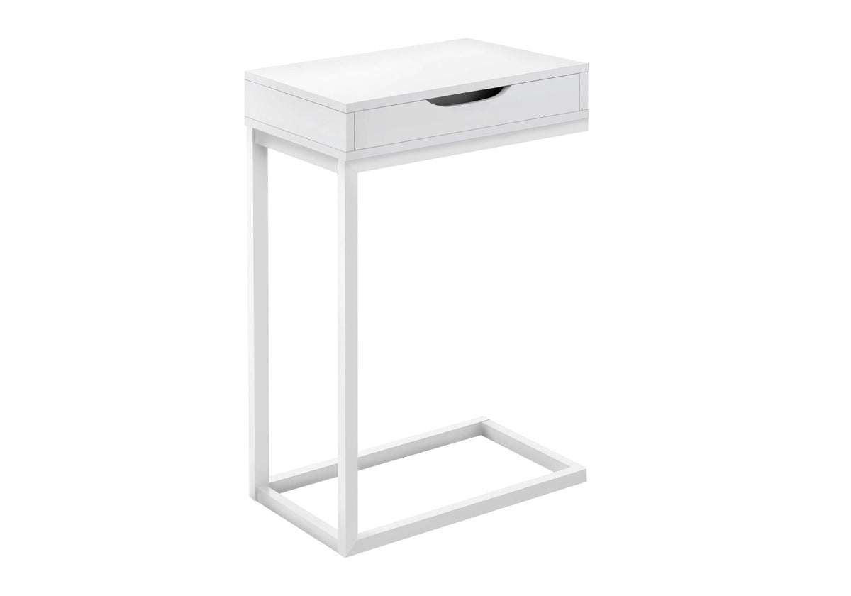 C-Shaped Accent Table with Storage Drawer – Multiple Colors