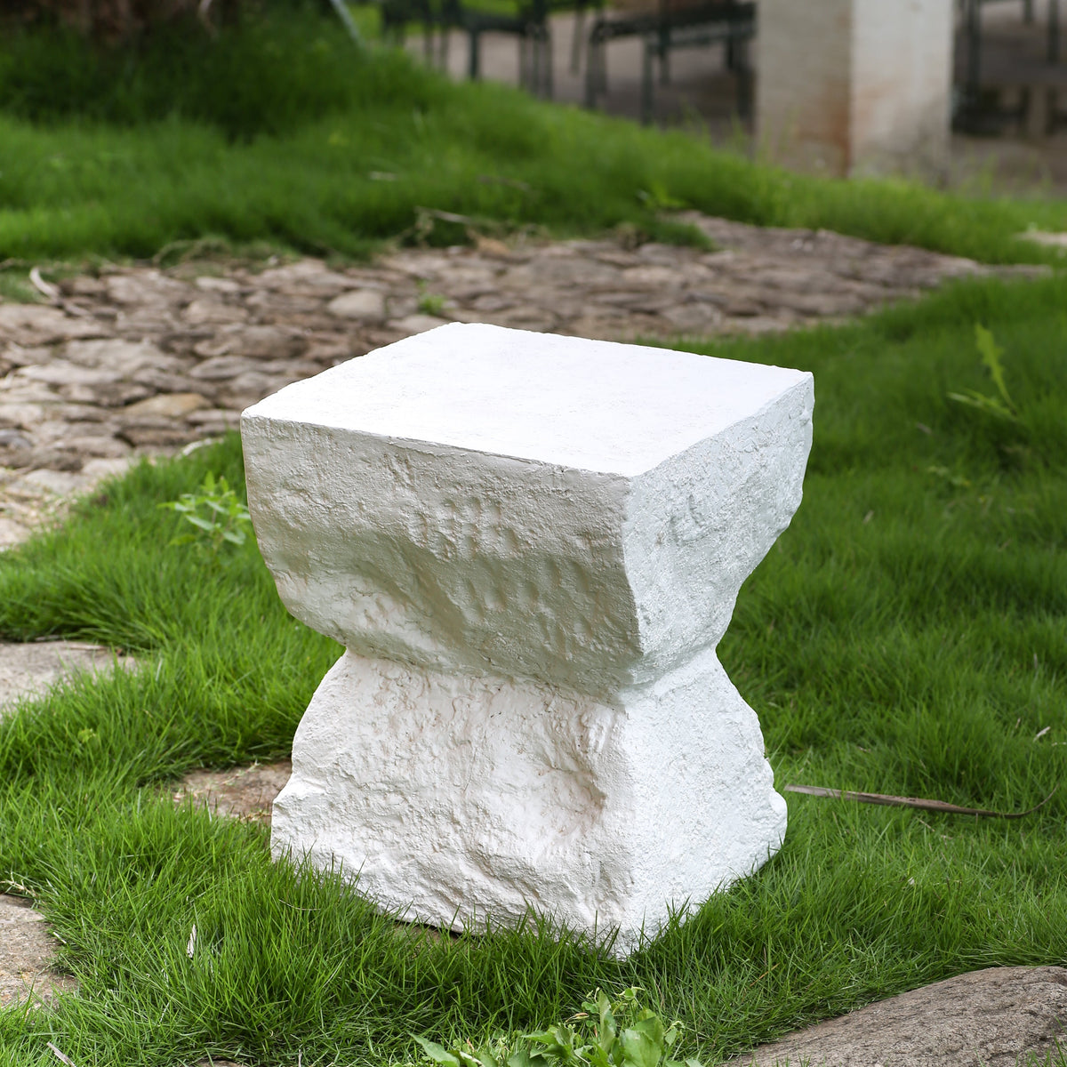 Cleo Modern Outdoor Side Table with Weather-Resistant MGO - Matte White