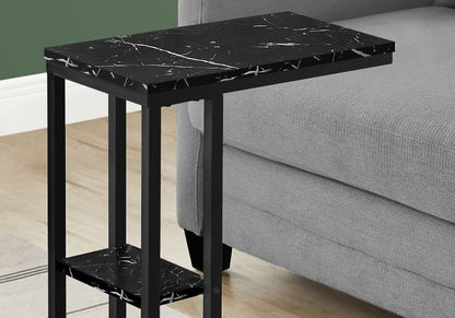 C-Shaped Marble Look Accent Table with Metal Frame - Multiple Colors