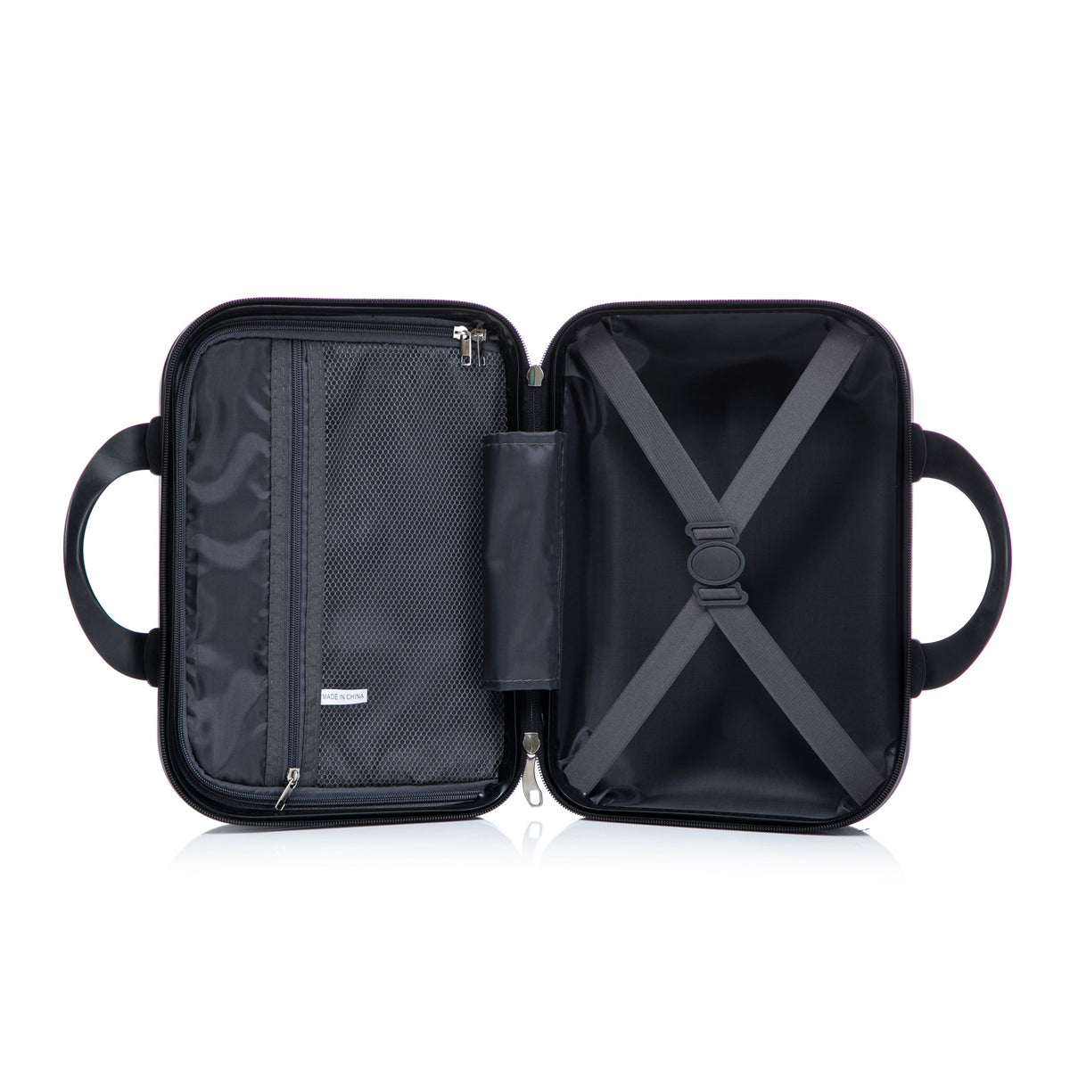ABS Spinner Wheel Luggage Set with Cosmetic Case - Black