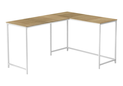 L-Shaped Corner Computer Desk with Marble Look - Light or Dark Brown
