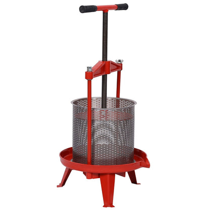 Fruit and Wine Press with T-Shaped Hand Shank - Red