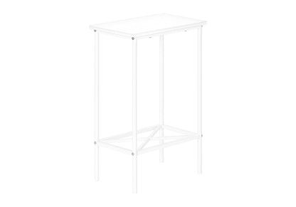 Narrow 2-Tier Accent Side Table with Metal Base - White