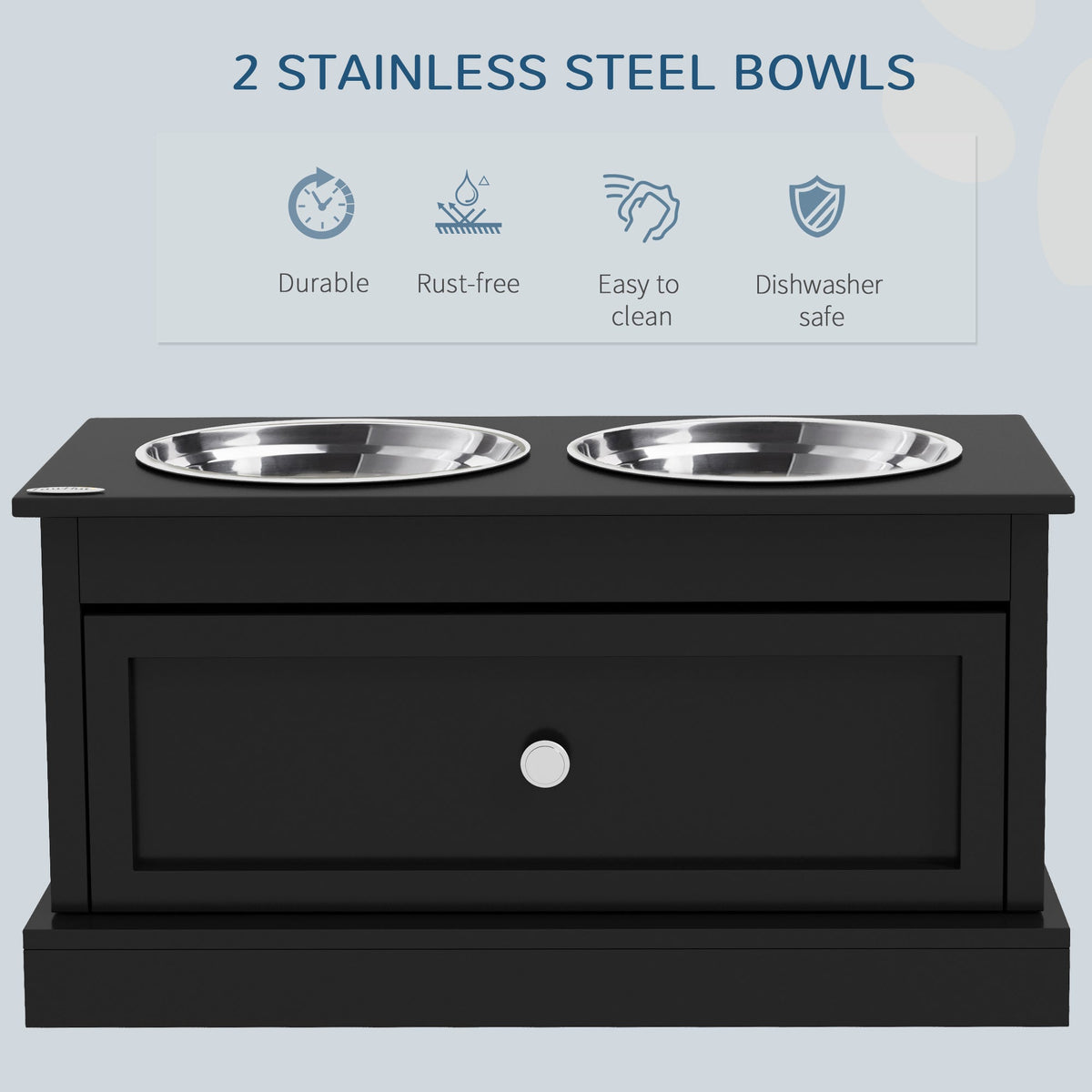 PawHut Large Elevated Dog Bowls with Storage Drawer