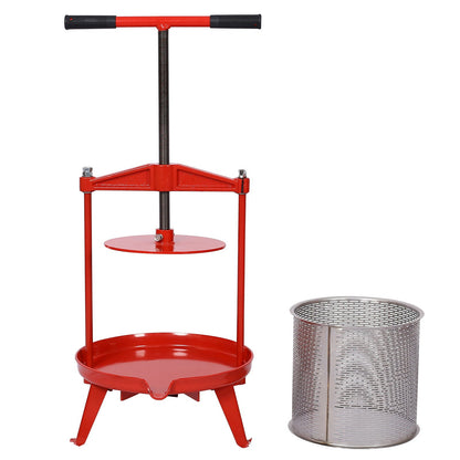 Fruit and Wine Press with T-Shaped Hand Shank - Red