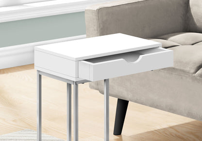 C-Shaped Accent Table with Pass-Through Drawer - Light Brown, White, Black, or Gray