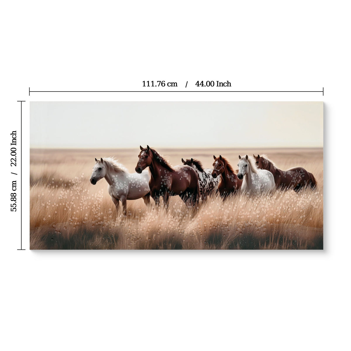 Rustic Horses Wall Art Set with Western Canvas Print - Multi