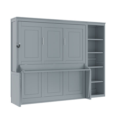 Murphy Bed with Desk and Bookshelf - Solid Pine, Full & Queen Sizes