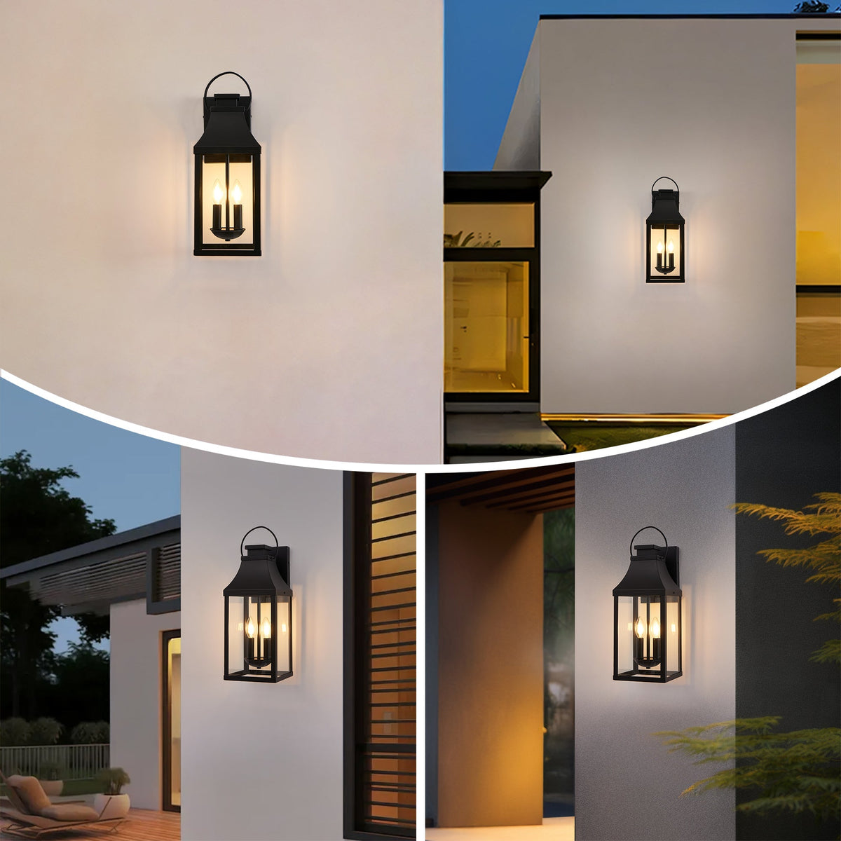 20" Outdoor Wall Light 2-Pack with Tempered Glass - Black