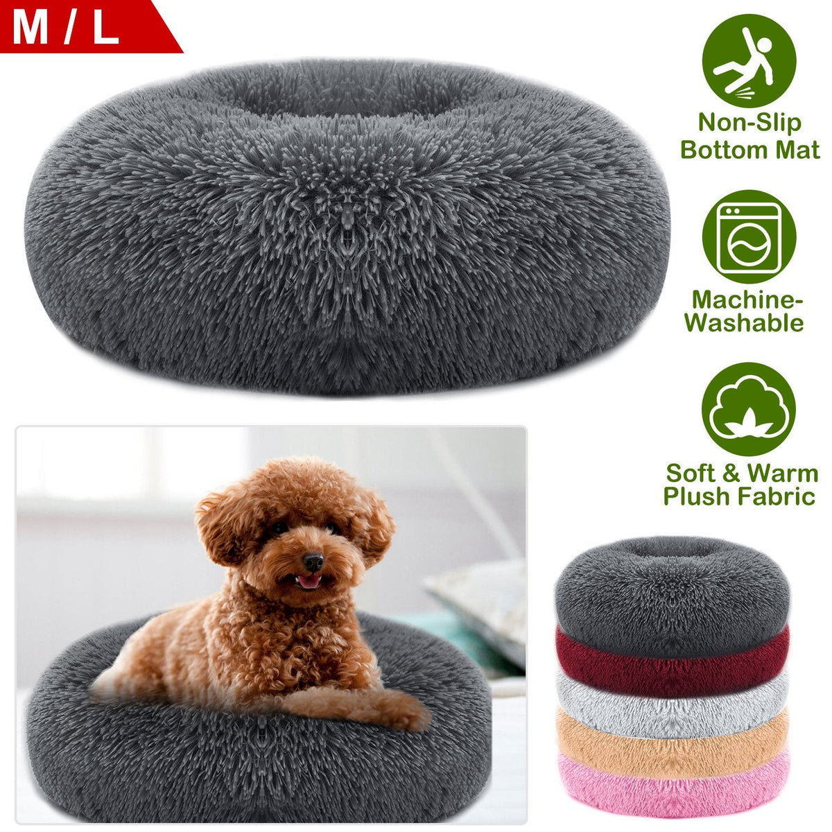 Pet Dog Bed Soft Warm Fleece Puppy Cat Bed Dog Cozy Nest Sofa Bed Cushion For S/M Dog