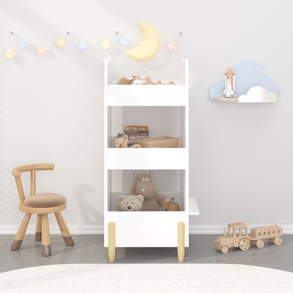 Bear Shaped Bookshelf with Chalkboard Side - 3-Tier Organizer - White